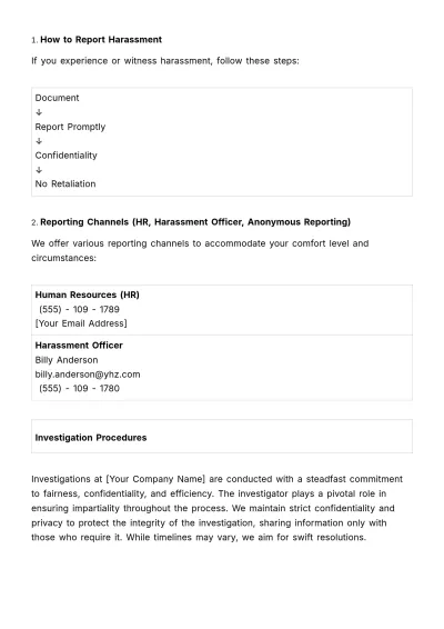 Free Workplace Harassment Prevention & Response Manual HR Template to Edit Online