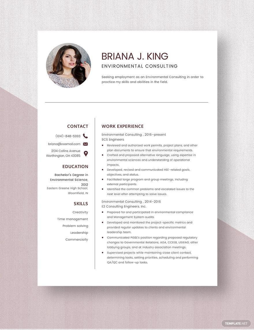 Environmental Consulting Resume
