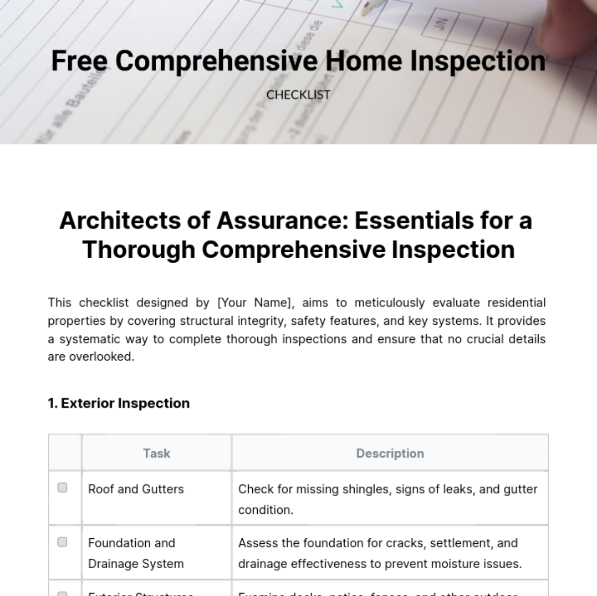 Comprehensive Home Inspection Checklist Template - Edit Online & Download