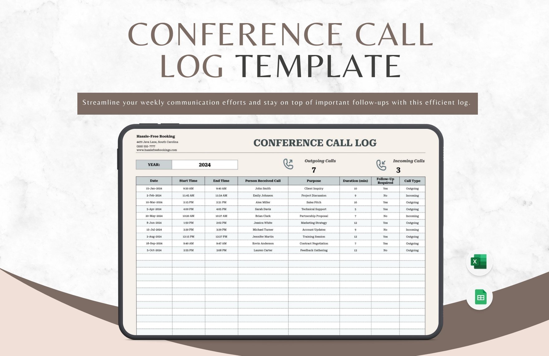 Conference Call Log Template