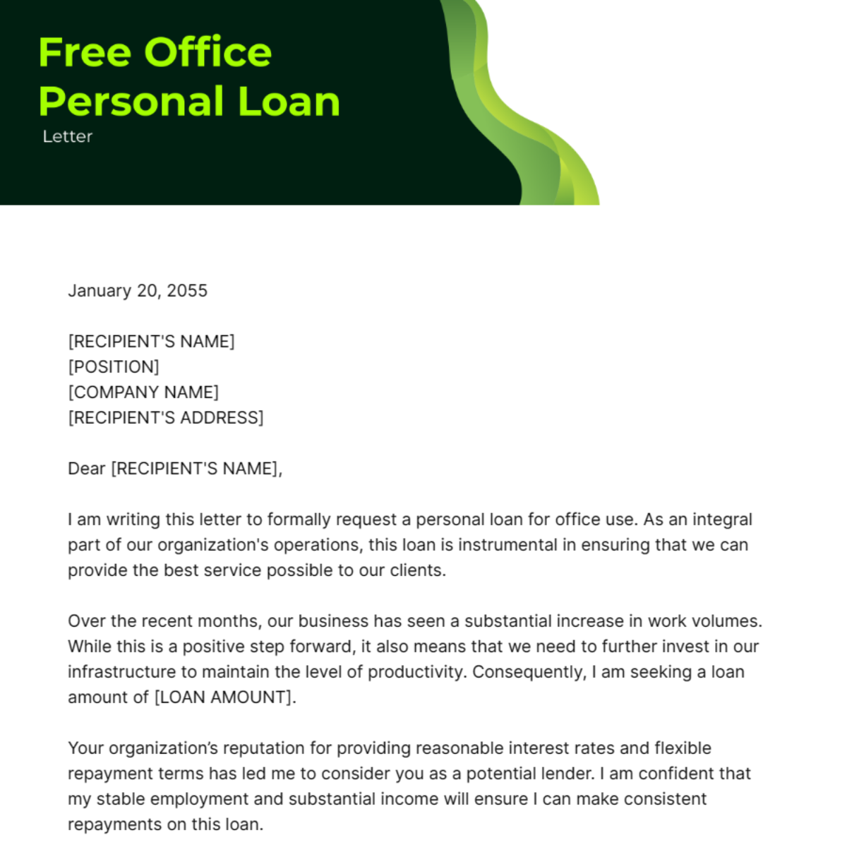Office Personal Loan Letter Template