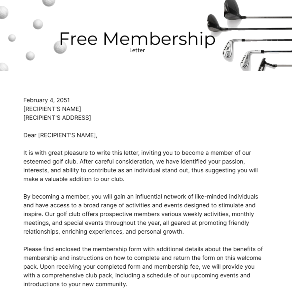 Membership Letter Template
