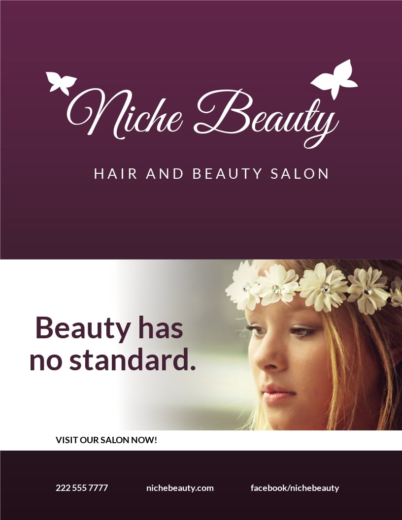 Free Hair Salon and Beauty Care Flyer Template.jpe
