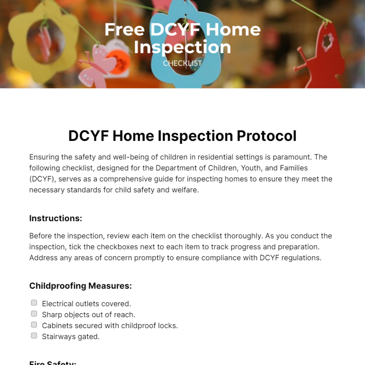 DCYF Home Inspection Checklist Template