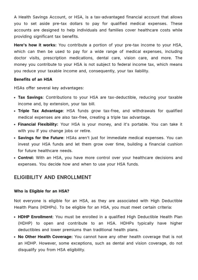 Free Health Savings Account (HSA) Guide HR Template to Edit Online