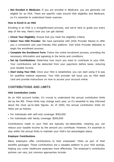 Free Health Savings Account (HSA) Guide HR Template to Edit Online
