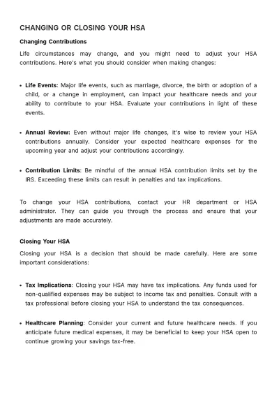 Free Health Savings Account (HSA) Guide HR Template to Edit Online