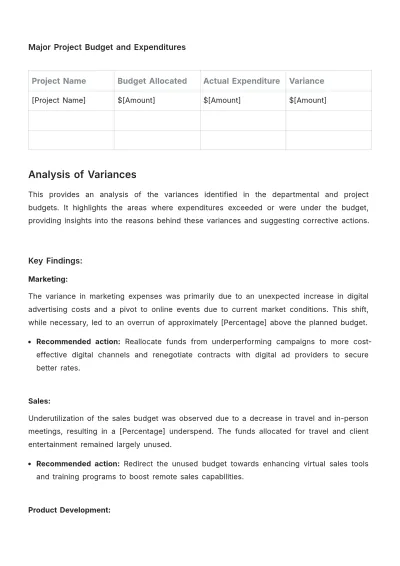 Free Account Budget Summary Review Template to Edit Online