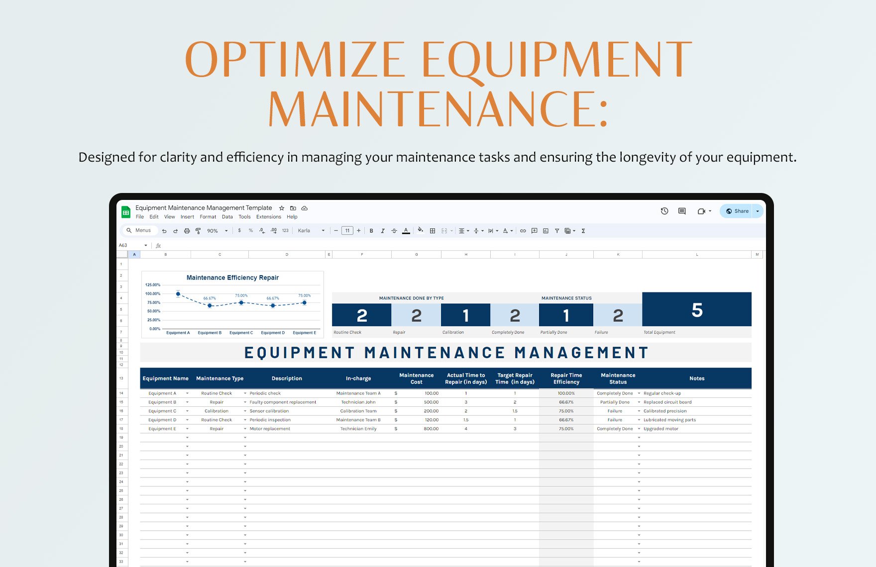 Equipment Maintenance Management Template