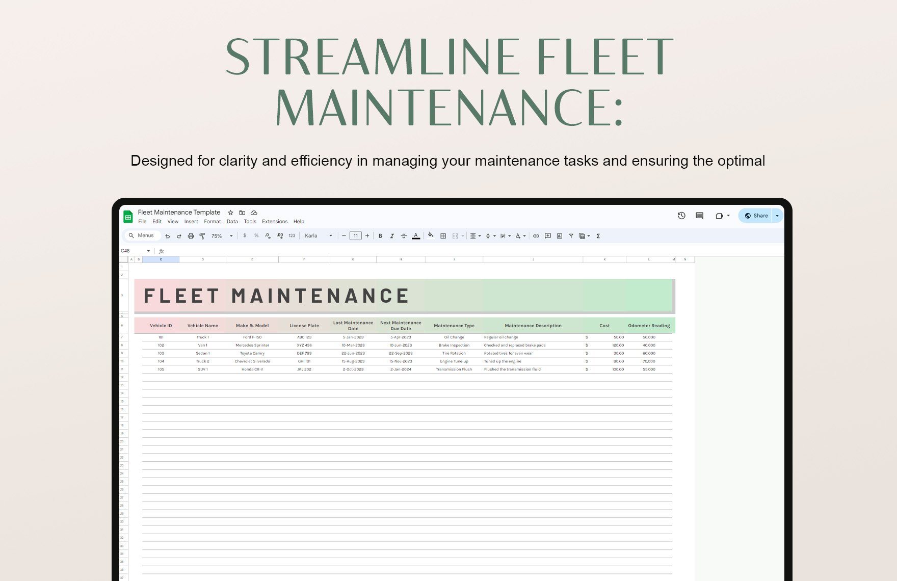 Fleet Maintenance Template