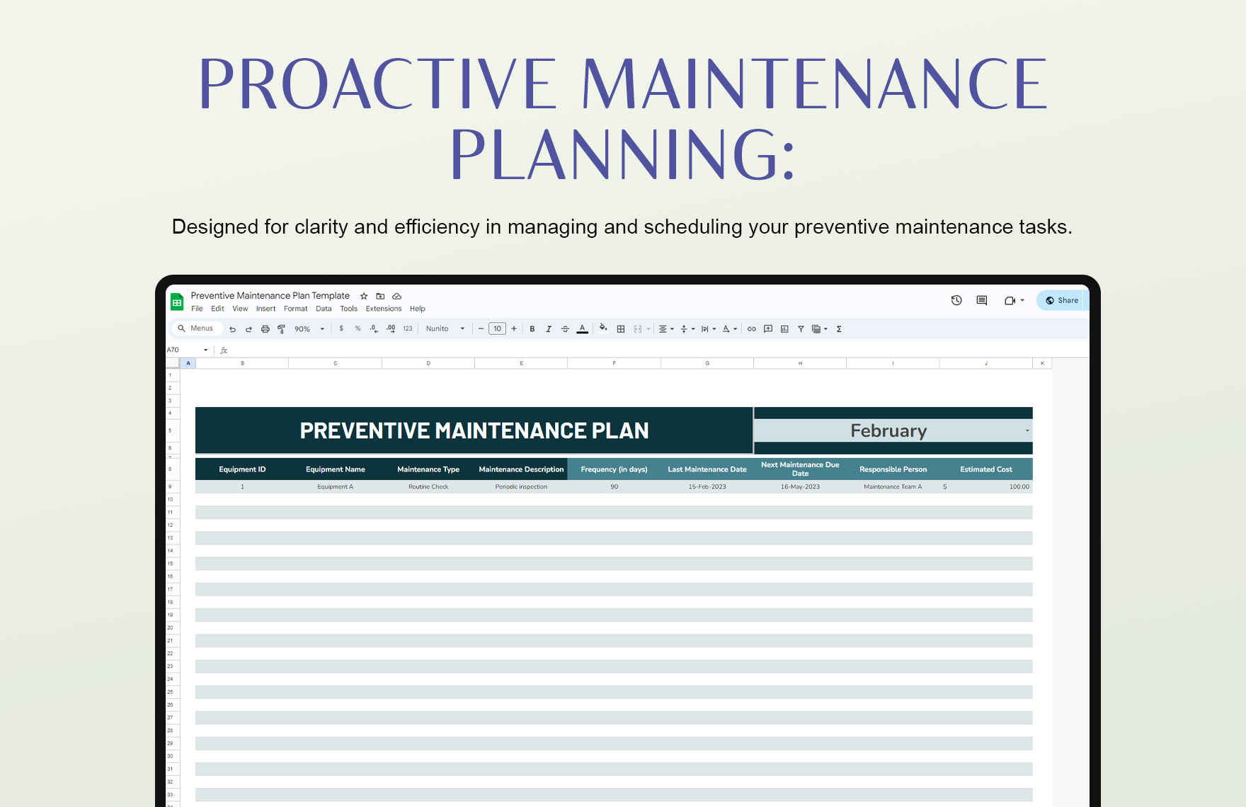 Preventive Maintenance Plan Template