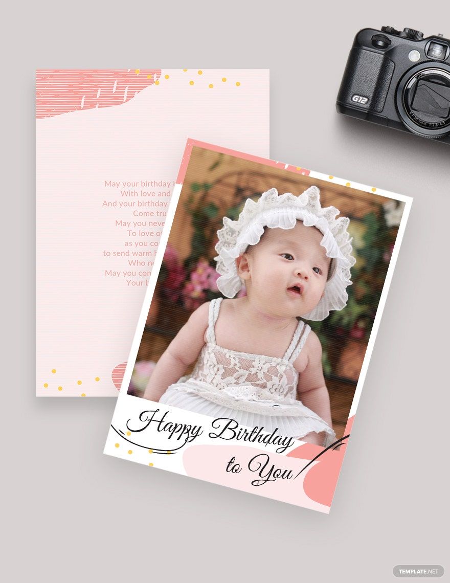 Photo Birthday Card Template in Word, Apple Pages, Publisher