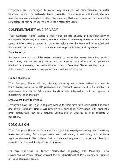 Free Maternity Leave Compensation Policy HR Template to Edit Online