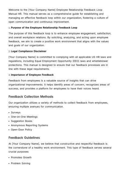 Free Employee Relationship Feedback Loop Manual HR Template to Edit Online