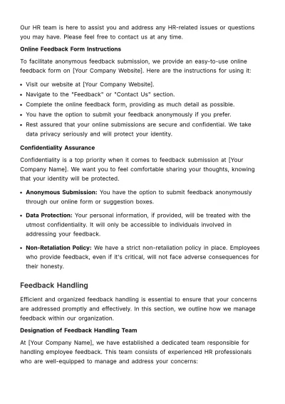 Free Employee Relationship Feedback Loop Manual HR Template to Edit Online