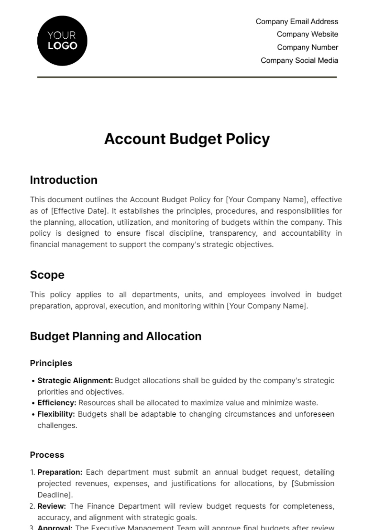 Account Budget Policy Template