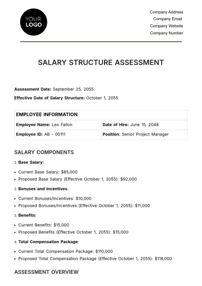 Free Salary Structure Assessment HR Template to Edit Online