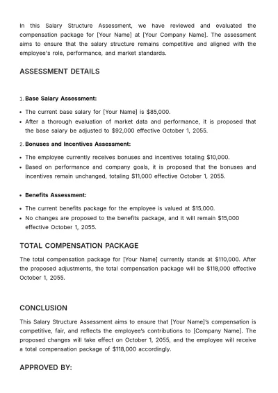 Free Salary Structure Assessment HR Template to Edit Online