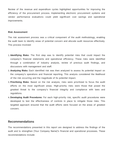 Free Annual Internal Audit Accounting Report Template to Edit Online