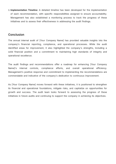 Free Annual Internal Audit Accounting Report Template to Edit Online