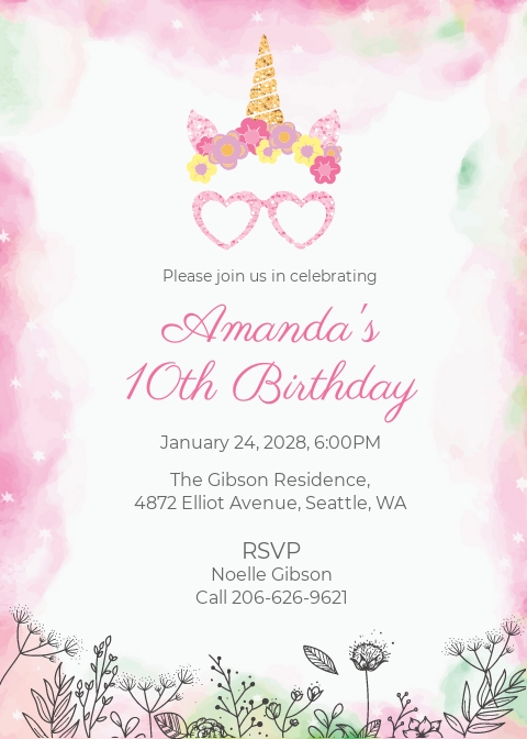 Girl Birthday Party Invitation Template.jpe