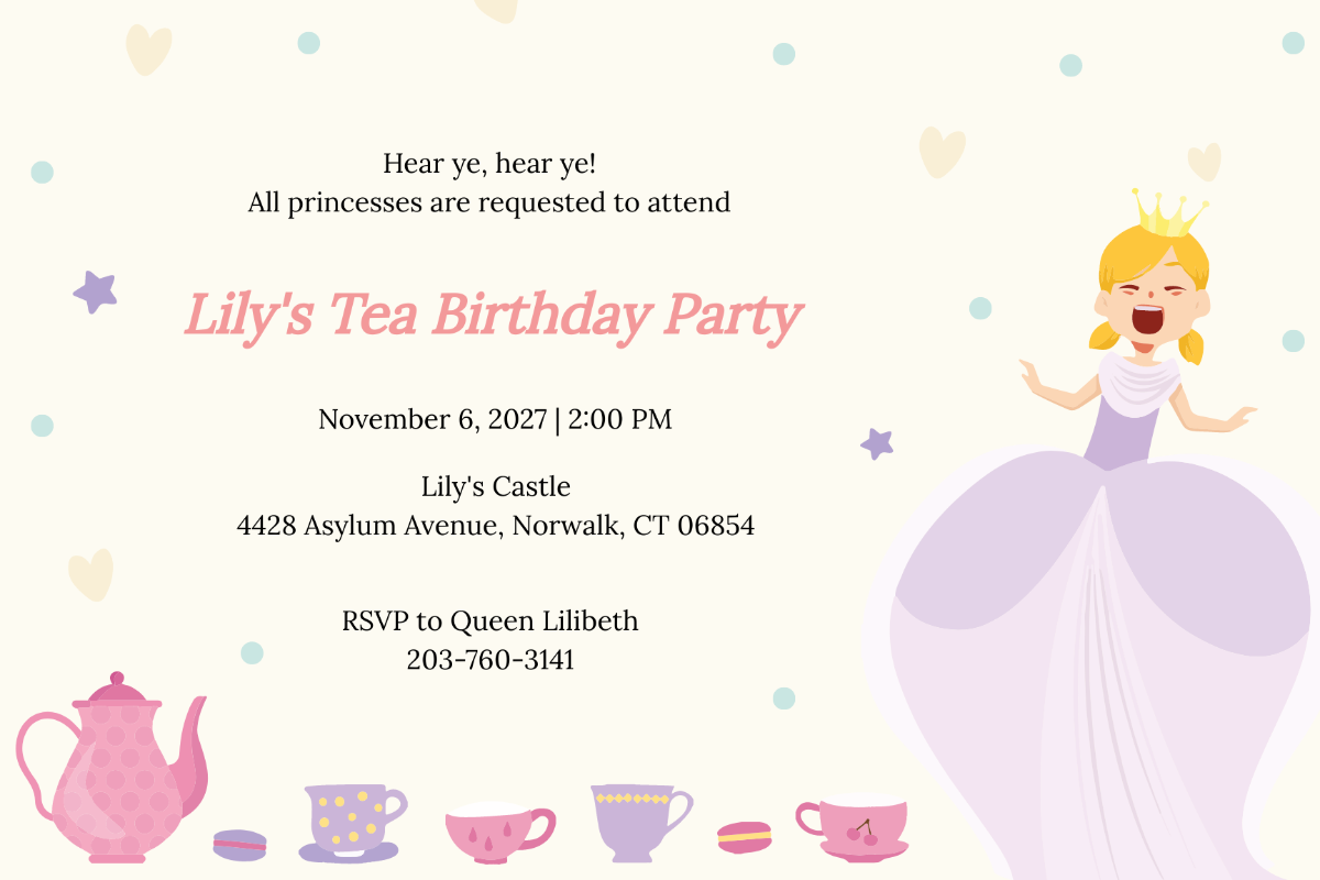 Princess Tea Party Invitation Template