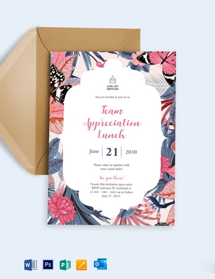 Team Appreciation Lunch Invitation Template - Word, Outlook, Apple