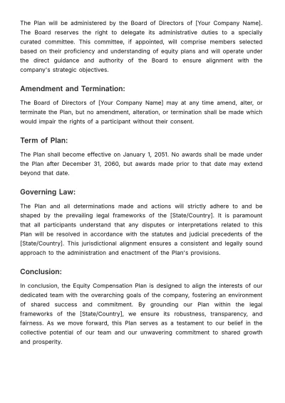 Free Equity Compensation Plan HR Template to Edit Online