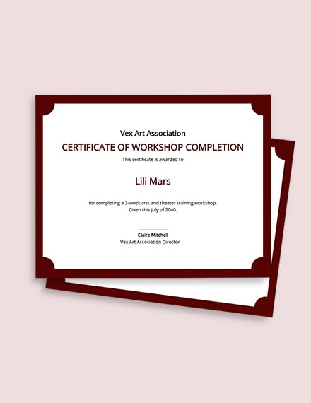 Workshop Completion Certificate Template