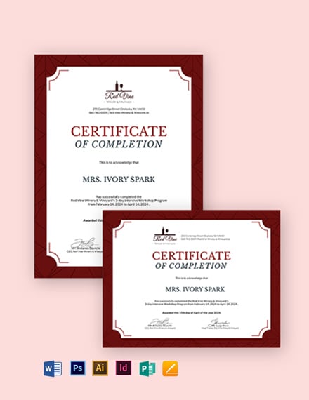 workshop completion certificate template