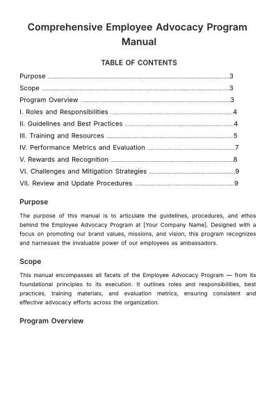Free Comprehensive Employee Advocacy Program Manual HR Template to Edit Online