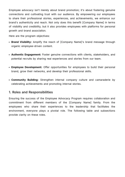 Free Comprehensive Employee Advocacy Program Manual HR Template to Edit Online
