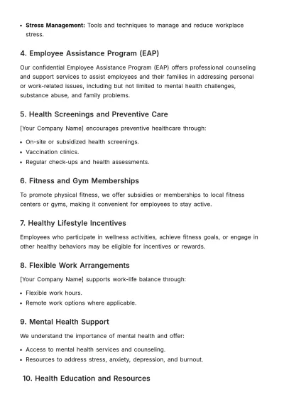 Free Health & Wellness Benefits Program HR Template to Edit Online