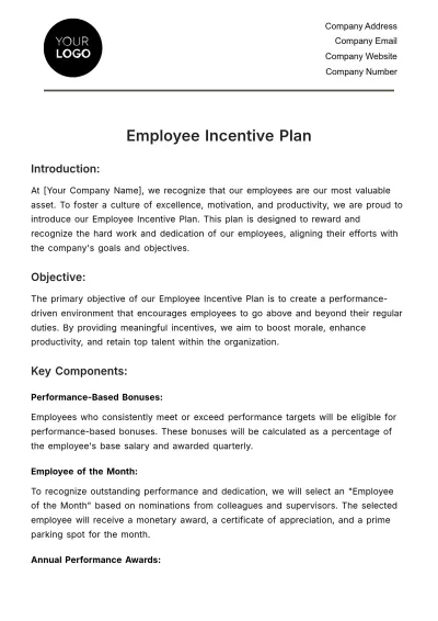 Free Employee Incentive Plan HR Template to Edit Online