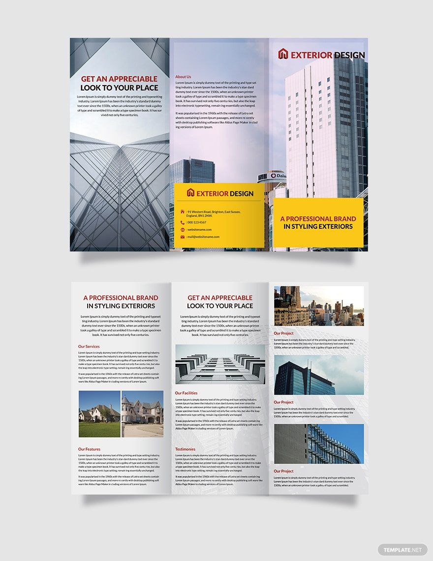 Exterior Design Tri-Fold Brochure Template