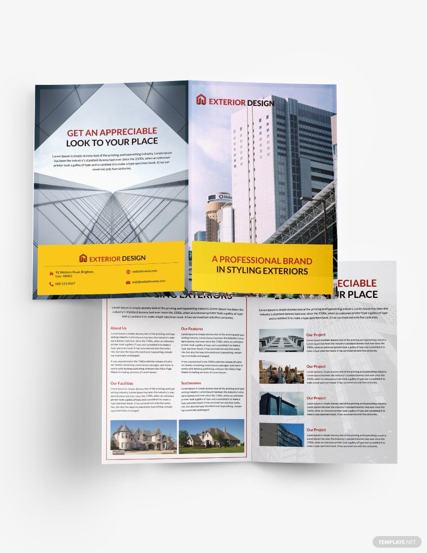 Exterior Design Bi-Fold Brochure Template