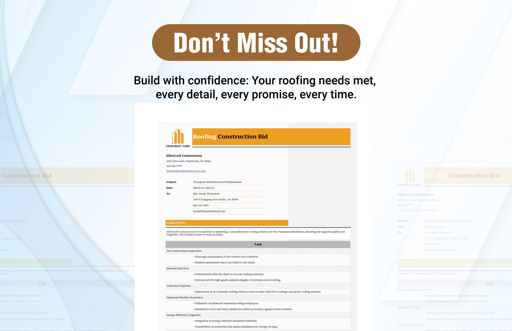 Roofing Construction Bid Template