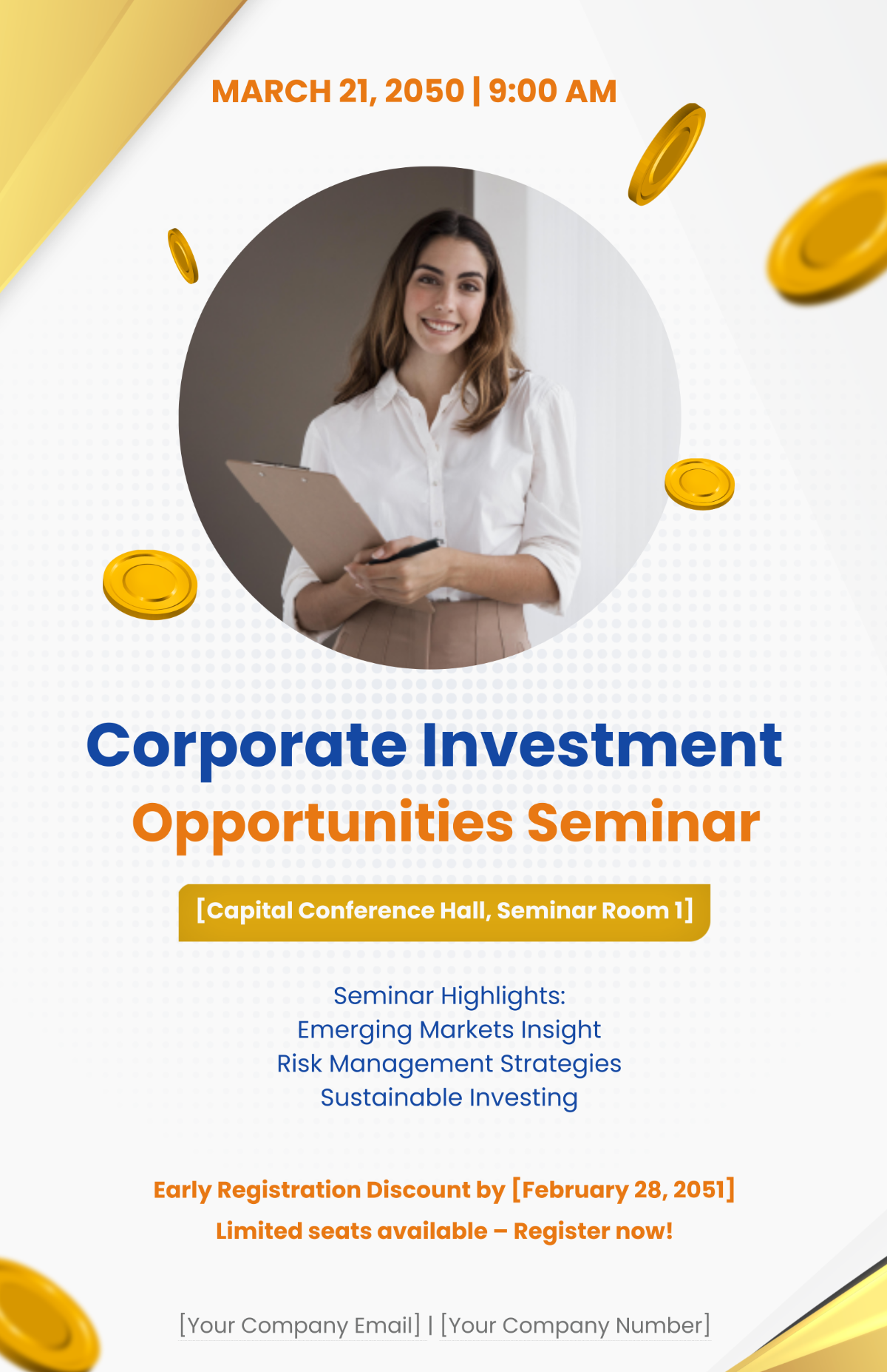 Free Corporate Investment Opportunities Seminar Poster Template