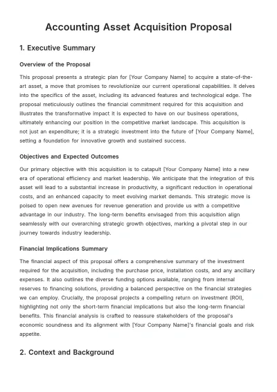 Free Accounting Asset Acquisition Proposal Template to Edit Online