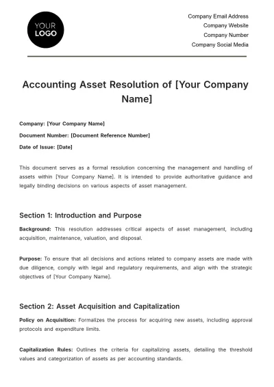 Free Accounting Asset Resolution Template to Edit Online