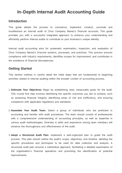 Free In-Depth Internal Audit Accounting Guide Template to Edit Online
