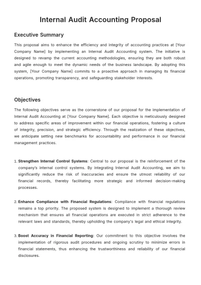 Free Internal Audit Accounting Proposal Template to Edit Online