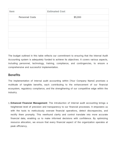 Free Internal Audit Accounting Proposal Template to Edit Online