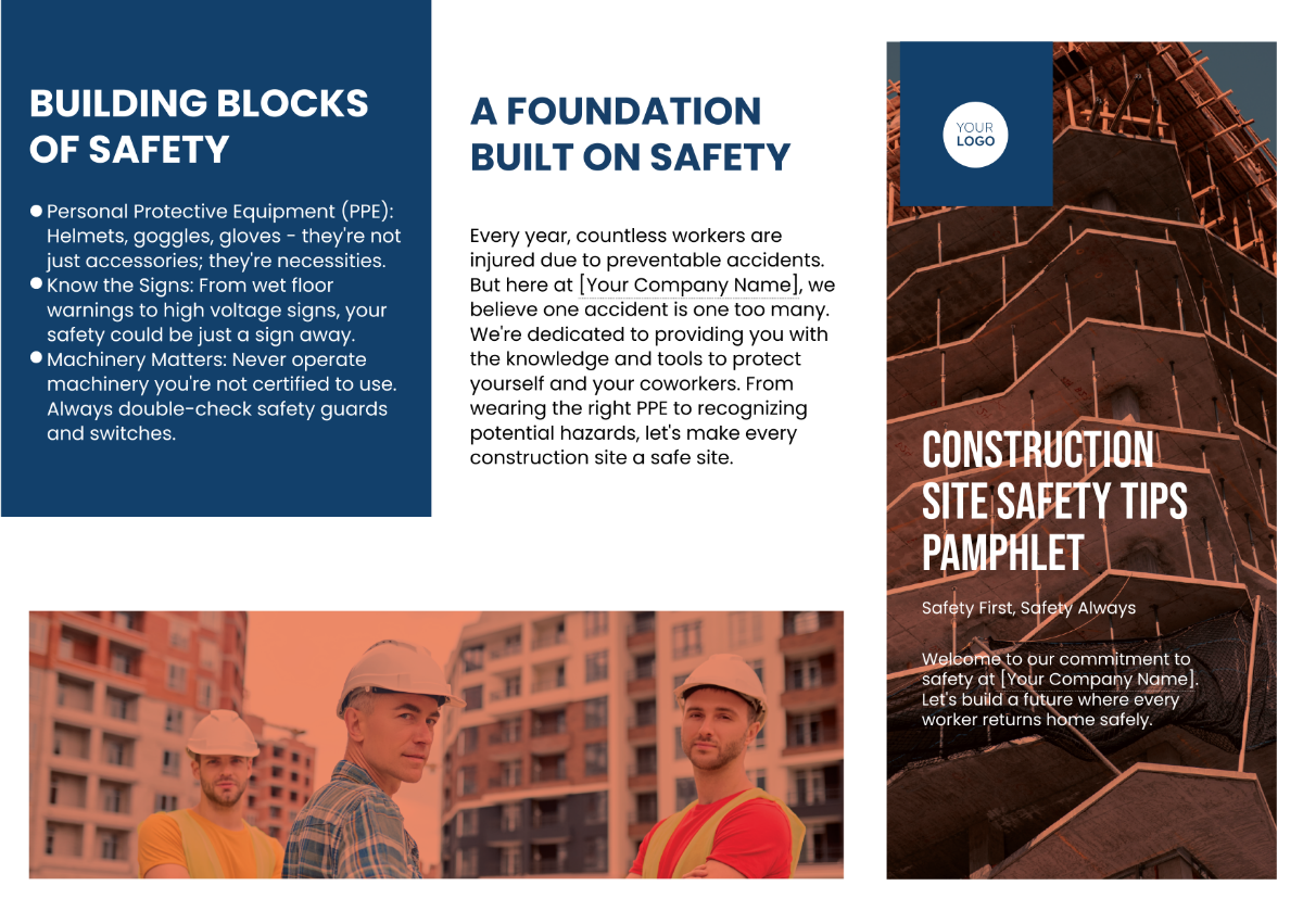 Construction Site Safety Tips Pamphlet Template
