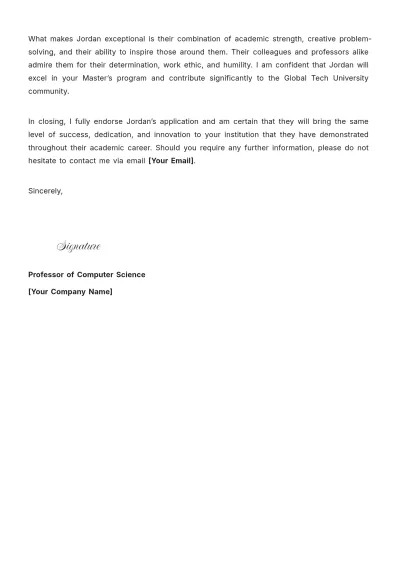 Free College Recommendation Letter Template to Edit Online