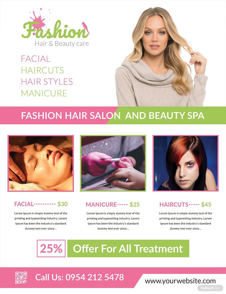 Fashion Salon Flyer Template in Word, Google Docs, Illustrator, PSD, Apple Pages, Publisher