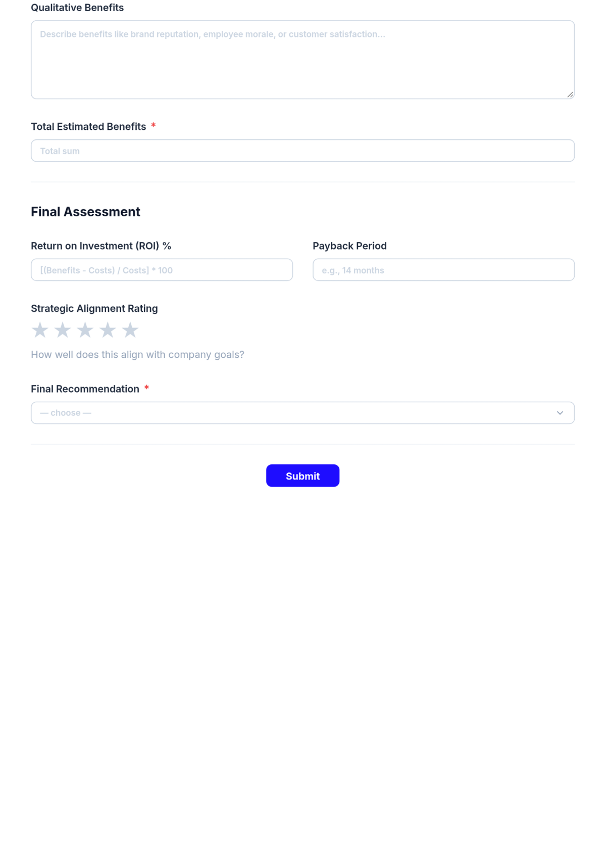 Free Account Cost-Benefit Analysis Form Template & AI Maker