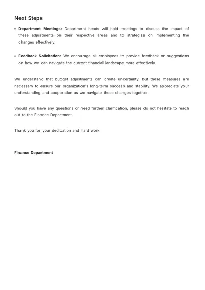 Free Account Budget Update Memo Template to Edit Online