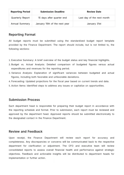 Free Account Budget Reporting Procedure Template to Edit Online