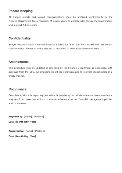 Free Account Budget Reporting Procedure Template to Edit Online